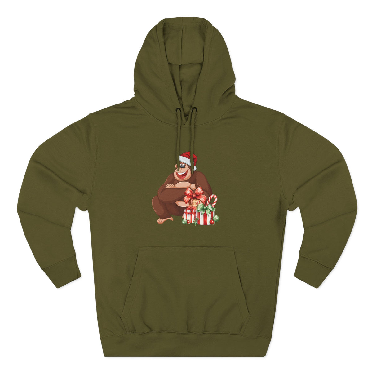 Three-Panel Fleece Hoodie - happy holiday gorilla