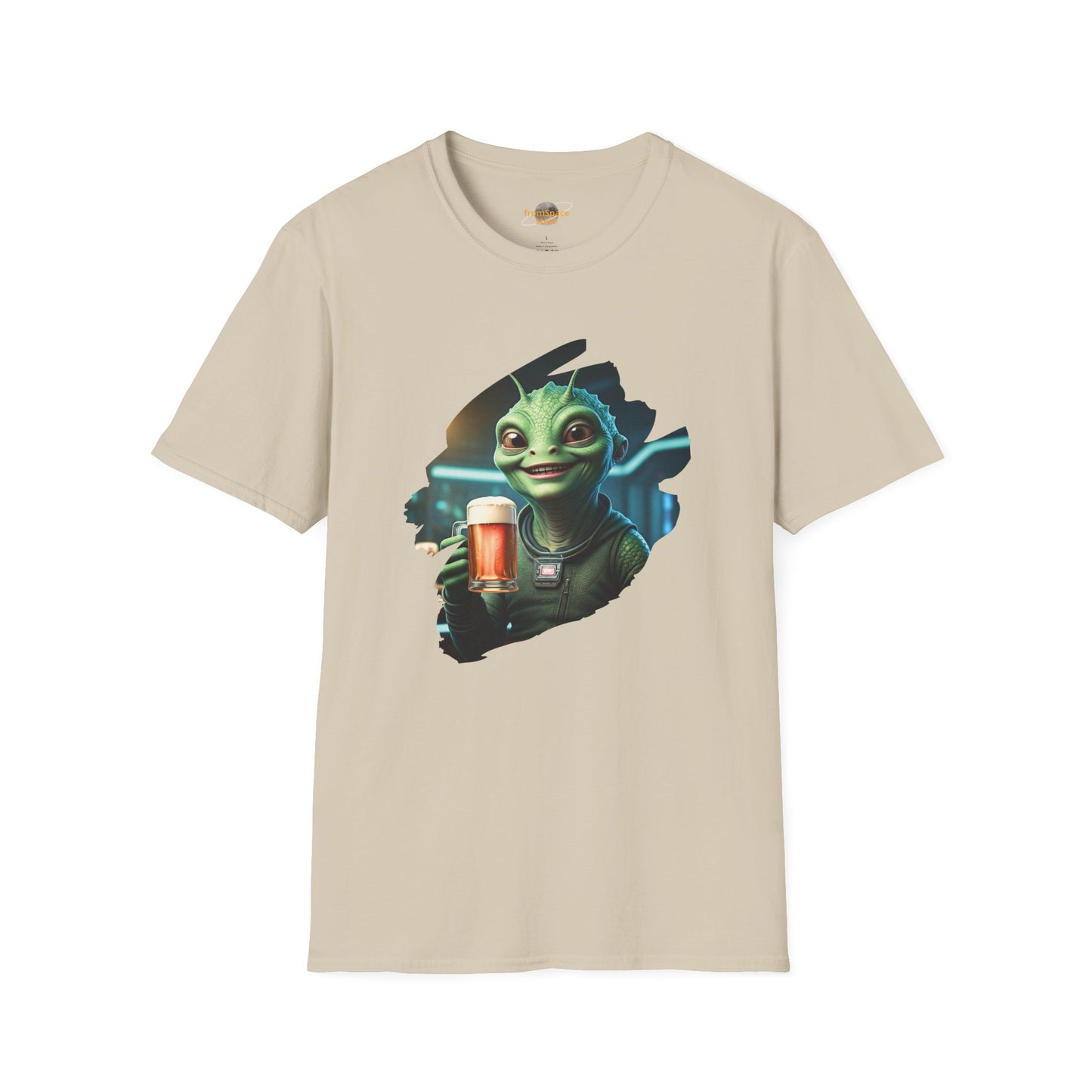 Alien T-Shirt with Beer Unisex: Funny Space Pub Print - Organic Cotton, Various Sizes & Colors