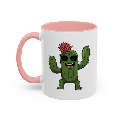 Cactus Mania Funny Cactus Mug with Sunglasses - Happy Ceramic Coffee Cup 11oz Pink