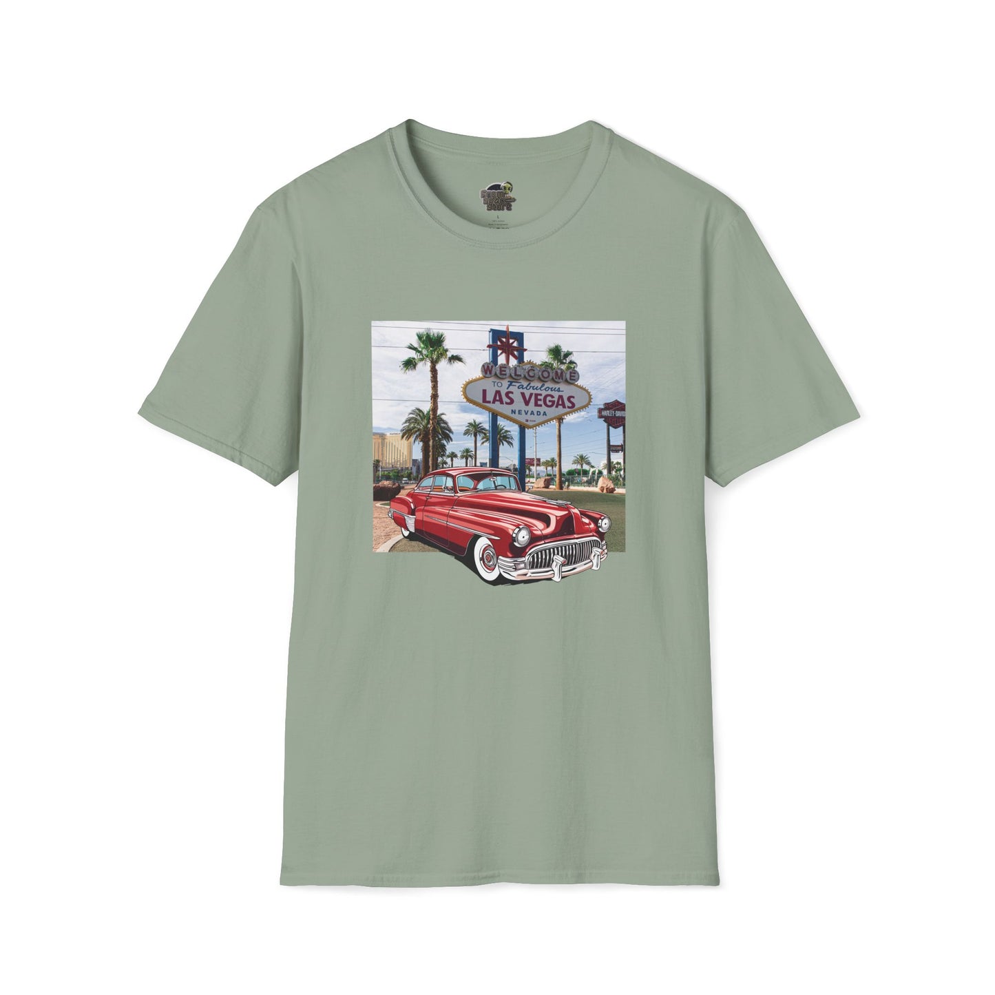 Vegas Cruiser T-Shirt: Retro Las Vegas Sign & Classic Red Car | Vintage Road Trip Tee