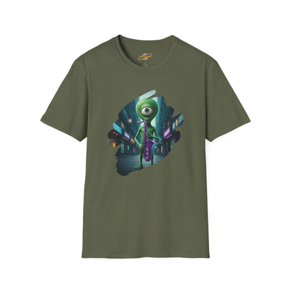 Alien Saxophone Player Unisex T-Shirt: Sci-Fi Vibes