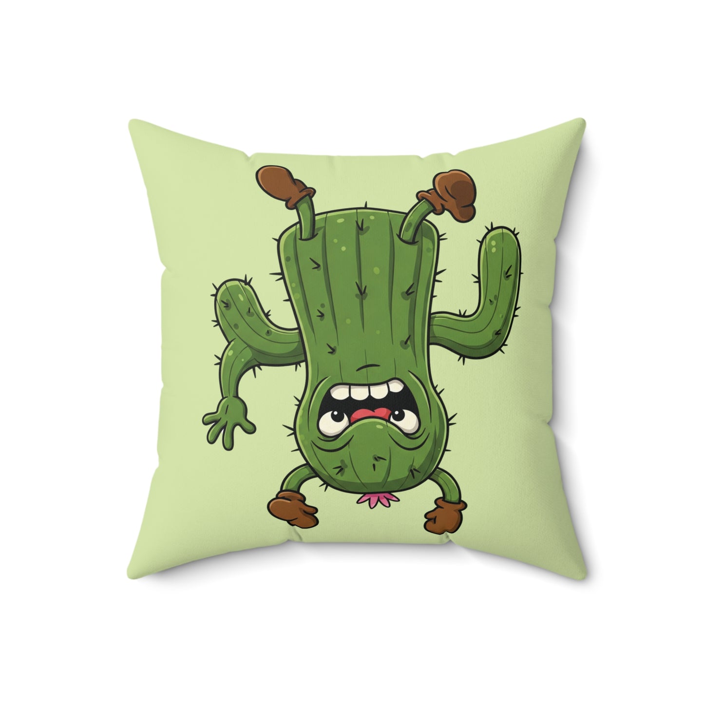 Shocked upside-down Cactus throw pillow
