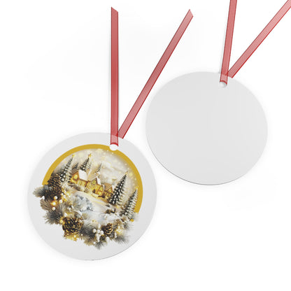 Cozy Winter Village Christmas Ornament – Double-Sided Metal Heirloom
