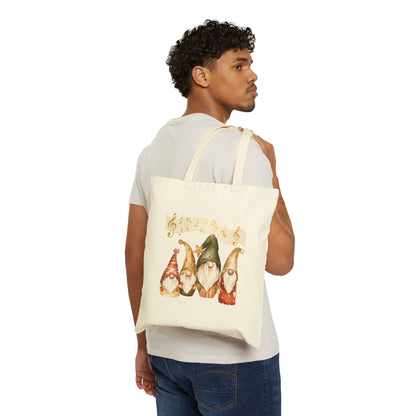 Enchanted Four Gnomes Tote Bag: Carry Your Holiday Cheer & Melodies (Natural & Black Canvas)