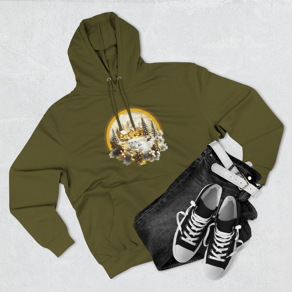 Copy of Copy of Copy of Copy of Three-Panel Fleece Hoodie - happy holiday gorilla