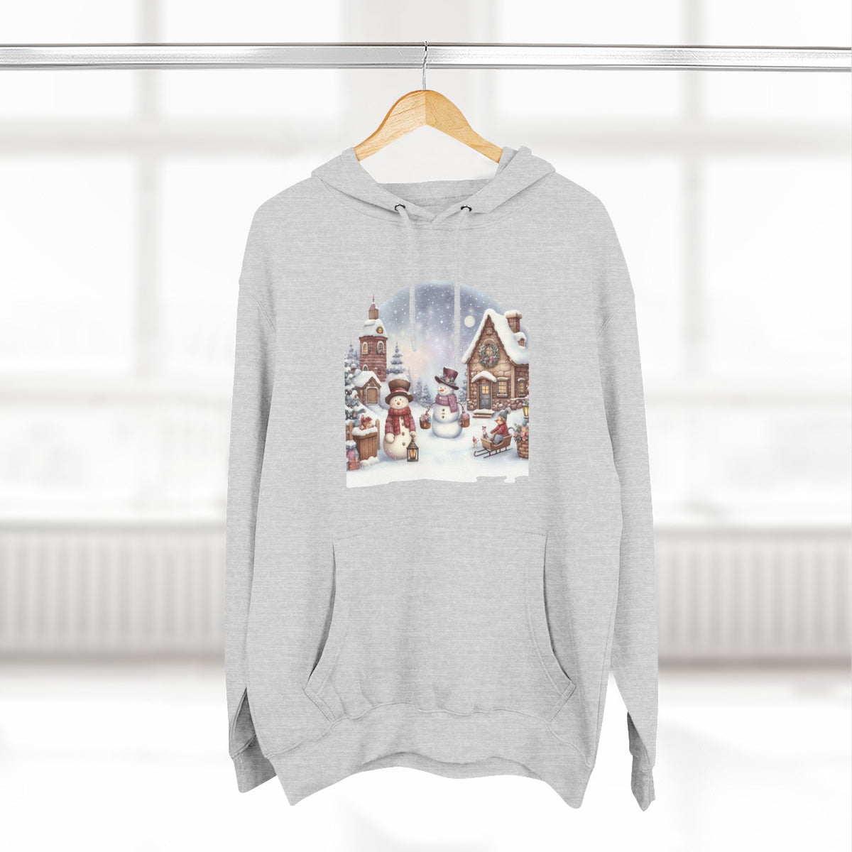 Three-Panel Fleece Hoodie - snowman design