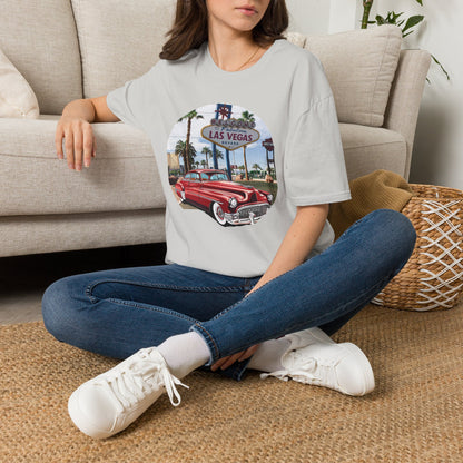Vegas Cruiser T-Shirt: Retro Las Vegas Sign & Classic Red Car | Vintage Road Trip Tee