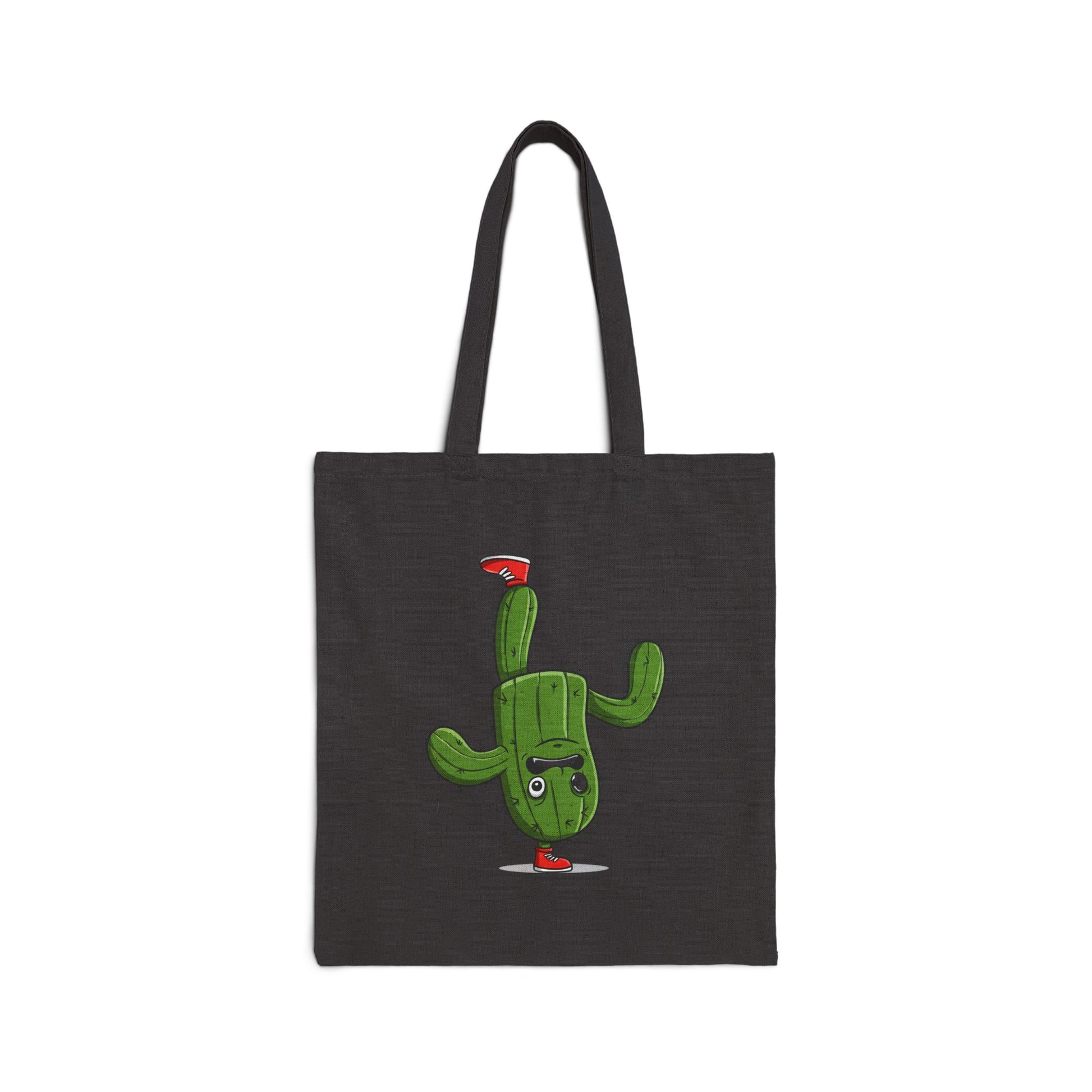 Upside-Down Cactus on a Foot Tote Bag - Unique, Fun & Eco-Friendly! Black 15" x 16"