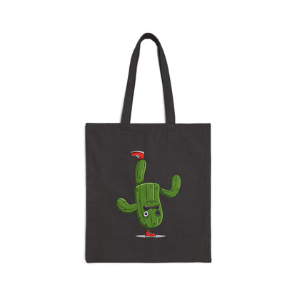 Upside-Down Cactus on a Foot Tote Bag - Unique, Fun & Eco-Friendly! Black 15" x 16"