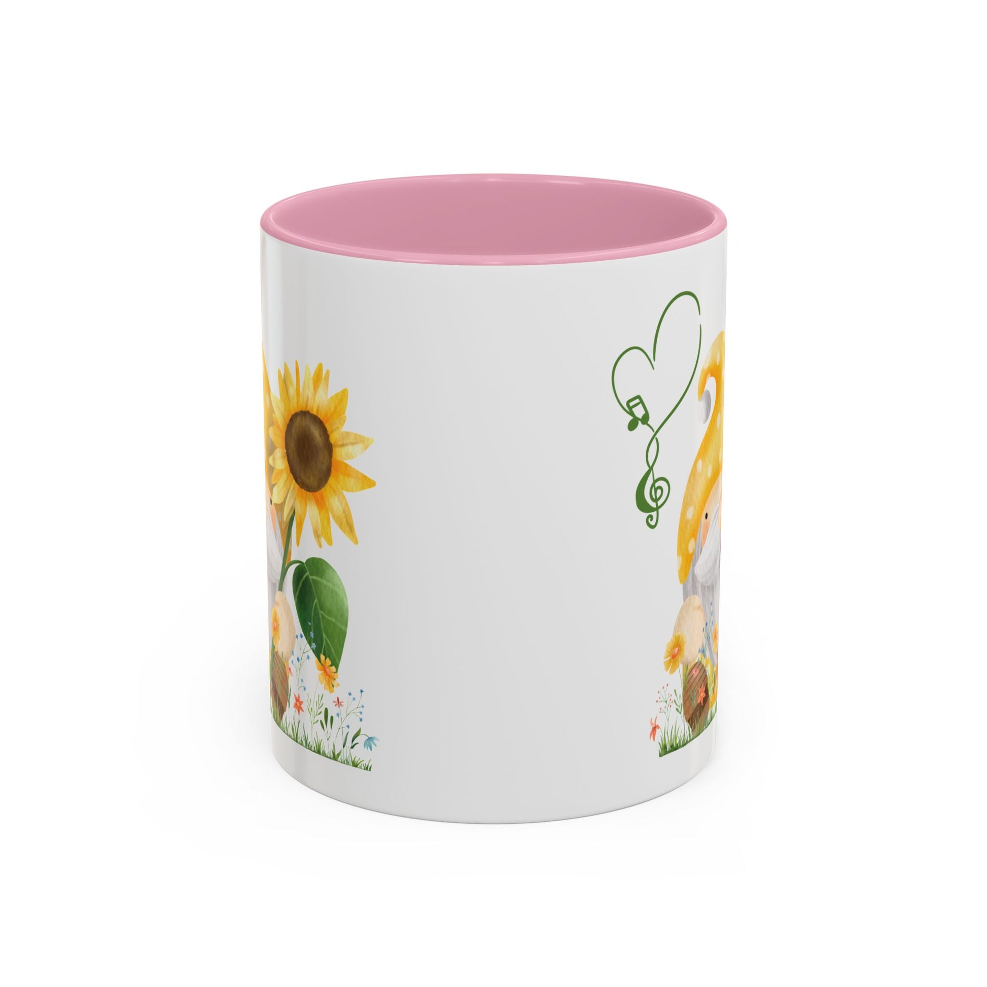 Mystical Gnome & Sunny Sunflower Mug - Your Garden's Secret Charm | Ceramic Coffee & Tea Cup (11oz/15oz) 11oz Pink