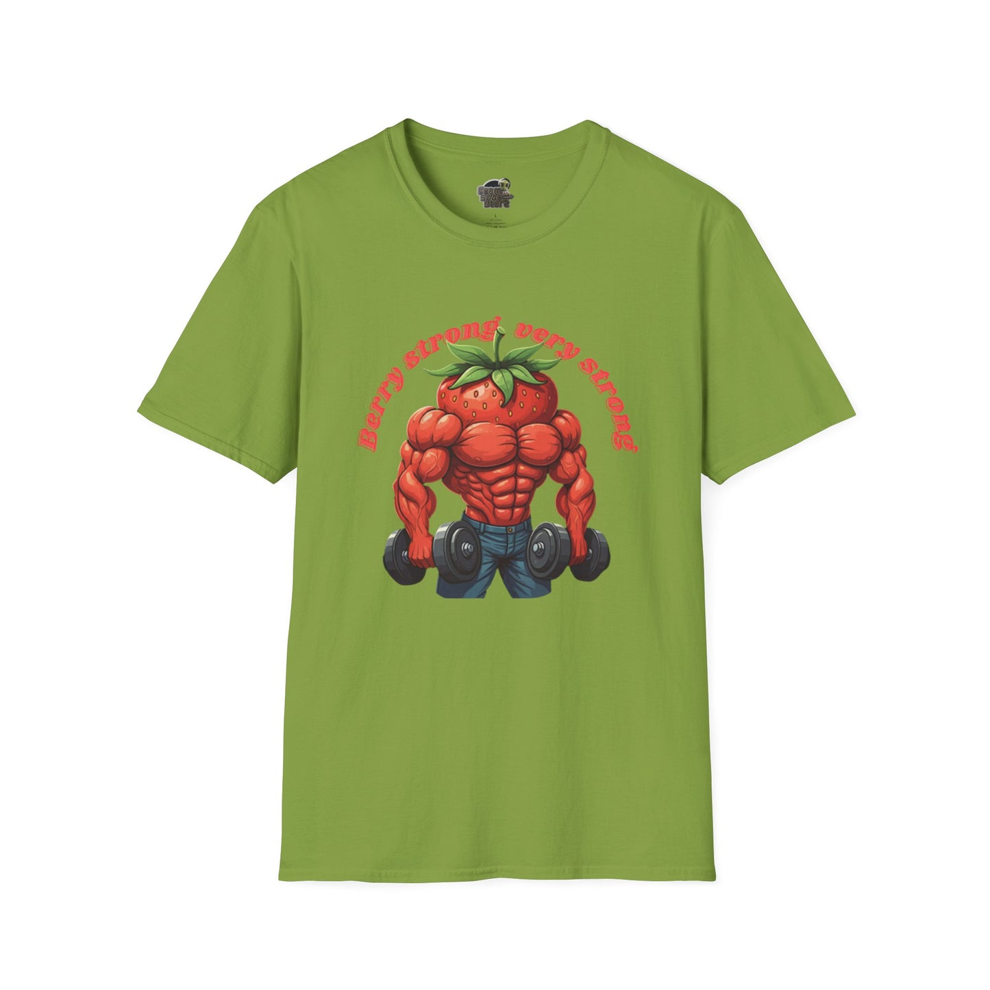 Berry Strong t-shirt: Funny Strawberry Bodybuilder Tee Kiwi