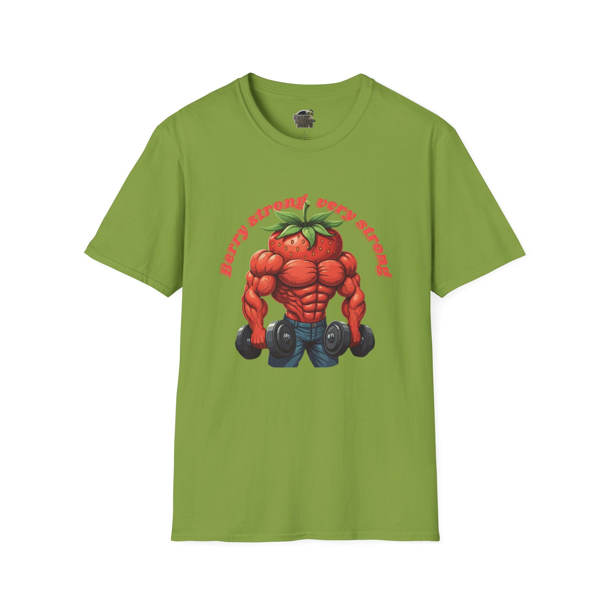 Berry Strong t-shirt: Funny Strawberry Bodybuilder Tee Kiwi
