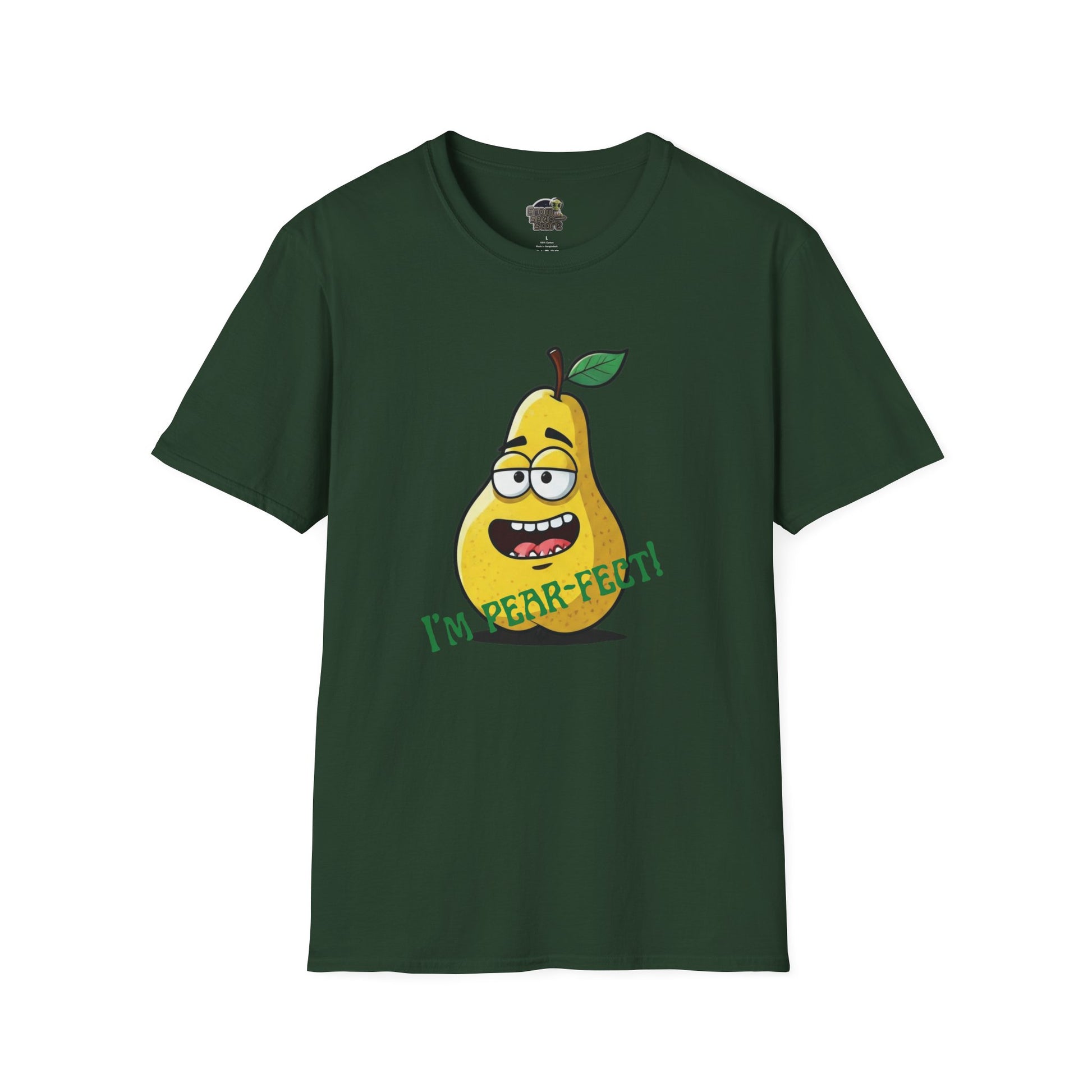 Pear T-Shirt: Funny "I'm Pear-fect" Graphic Tee | Organic Cotton & Unique Design Forest Green