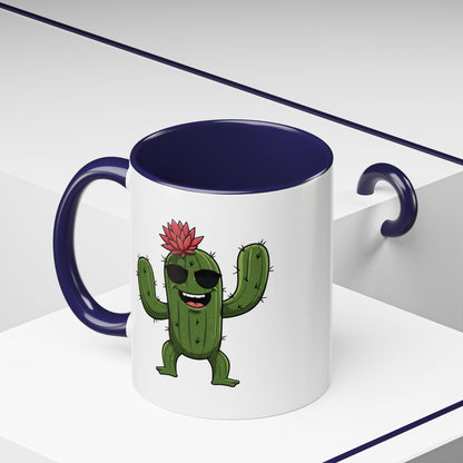 Cactus Mania Funny Cactus Mug with Sunglasses - Happy Ceramic Coffee Cup
