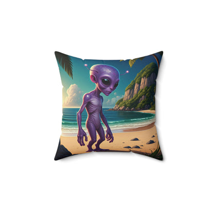 Sun, Surf, and Stardust: The Malibu Alien Decorative Pillow