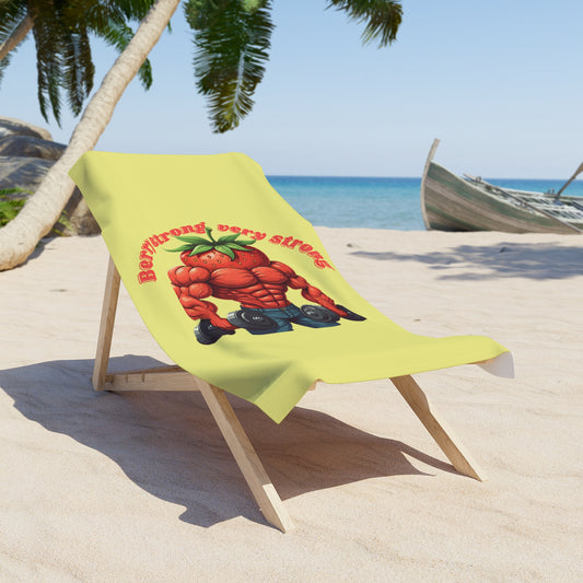 Berry Strong" Strawberry Beach Towel: Fun, Soft & Unique for Beach, Pool & Gym!