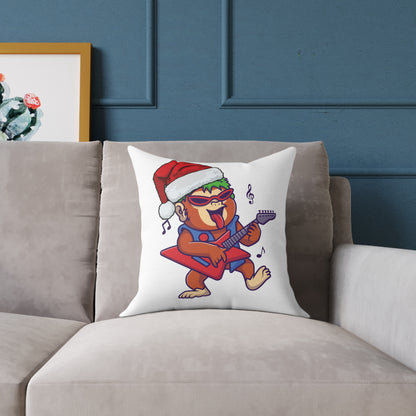 Christmas Cheer Monkey Pillow | Happy Chimp with Banana & Jingle Bells