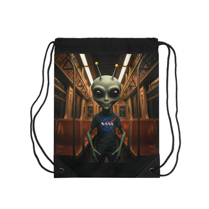 Out-of-This-World Alien Vibes Drawstring Bag | NASA Alien Print | Perfect for Space Lovers & Travel