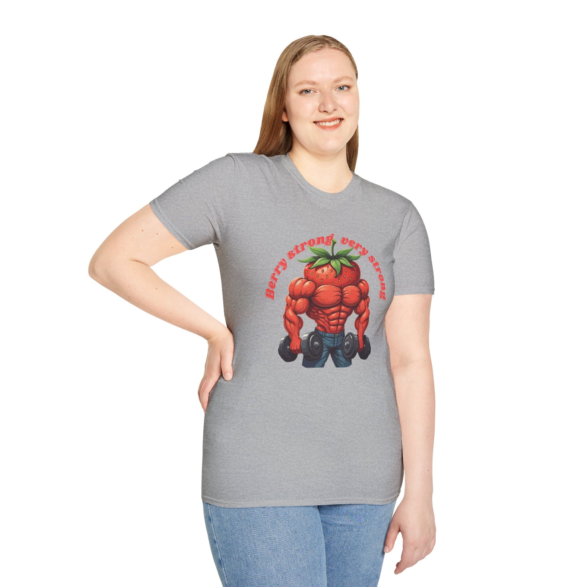 Berry Strong t-shirt: Funny Strawberry Bodybuilder Tee