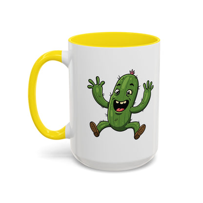 Cactus Mania Happy Jumping Cactus Mug - Cheerful Ceramic Coffee Cup