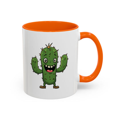 Cactus Mania Joyful Cactus Mug - Happy Ceramic Coffee Cup for Plant Lovers 11oz Orange