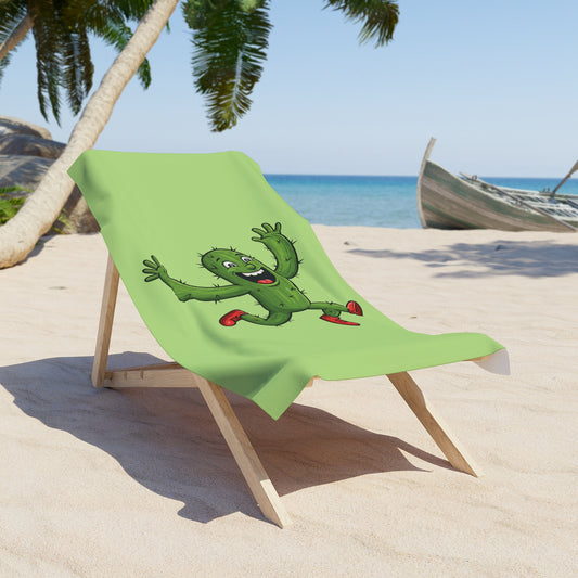 "Running Cactus" Beach Towel: Fun, Soft & Eco-Friendly for Outdoor Adventures!