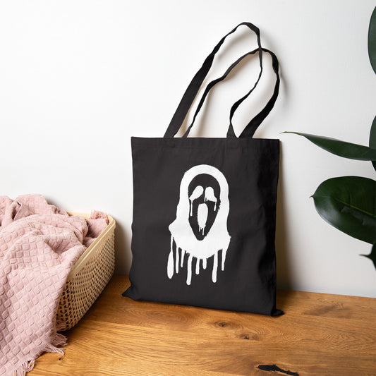 Spooky Ghost Mask Canvas Tote Bag