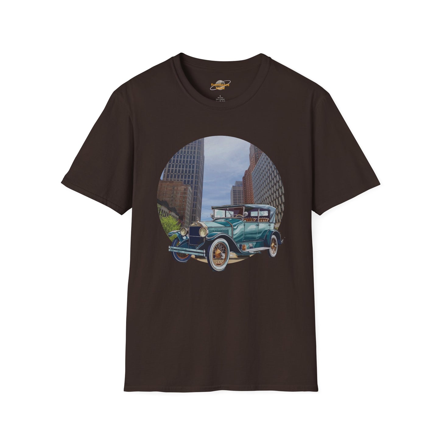 Motor City Roamer T-Shirt: Vintage 1920s Car & Detroit Skyline | Americana Tee
