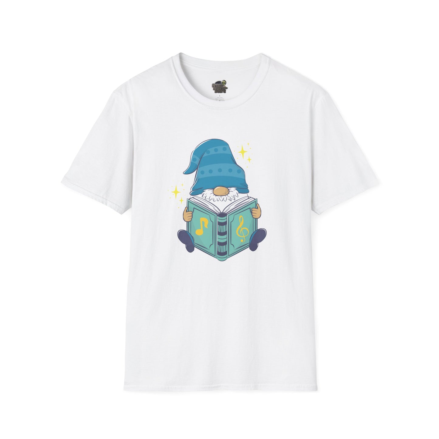 Mystical Book-Reading Gnome Unisex T-Shirt: Stories & Sparkle White