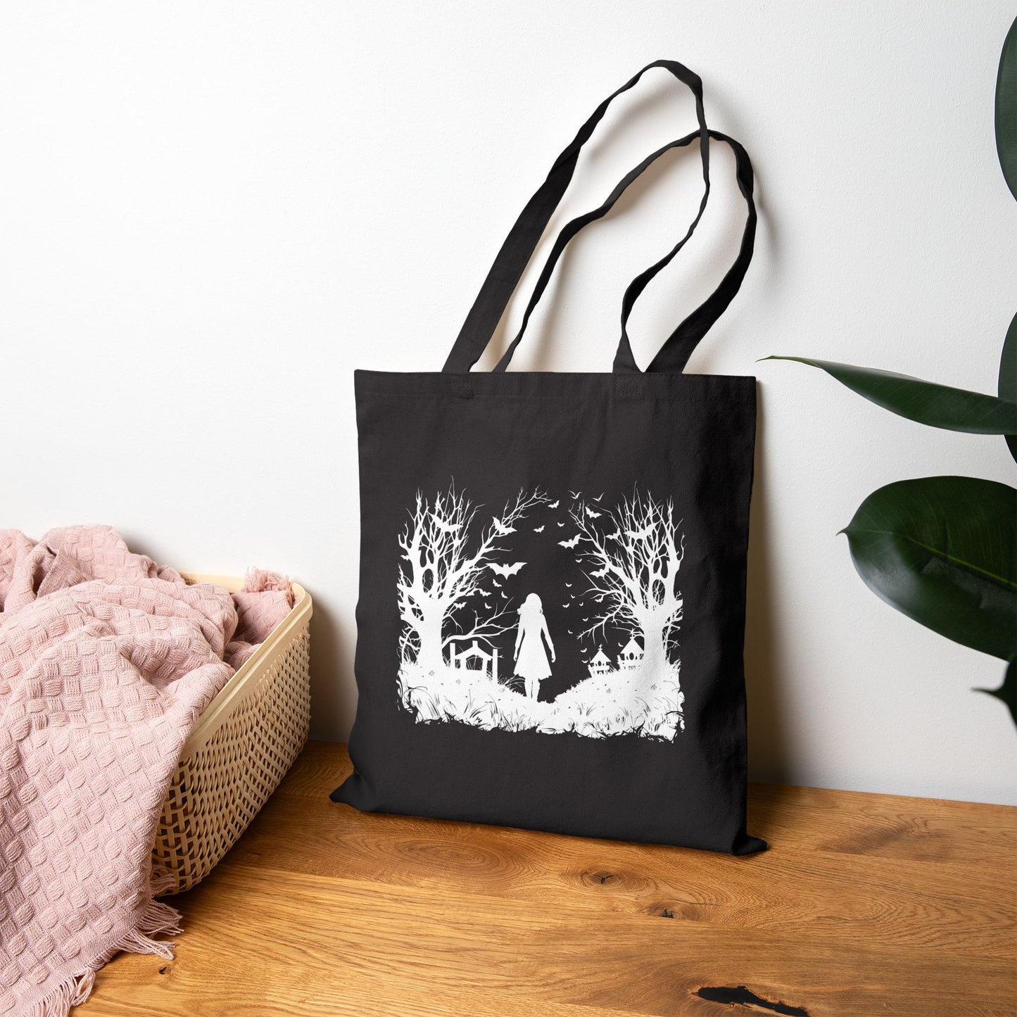 Dark Forest Silhouette Canvas Tote Bag