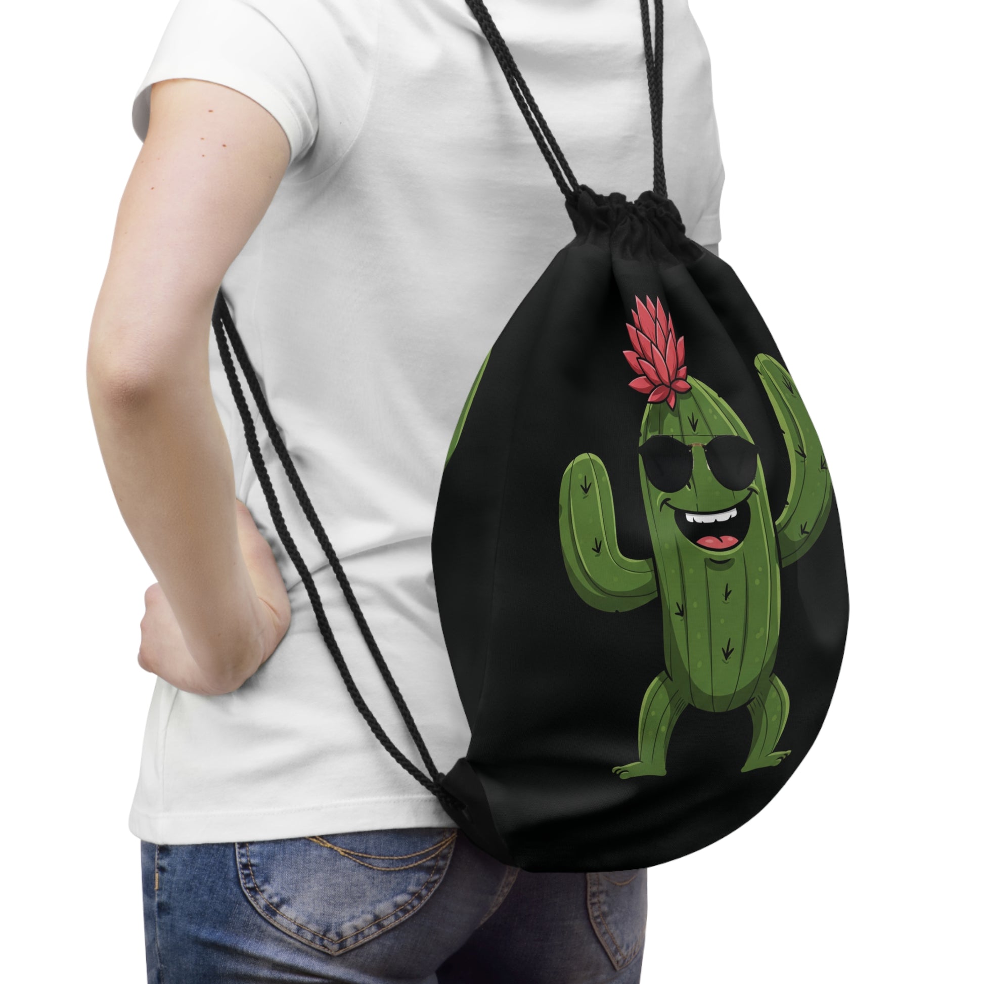 Drawstring Bag "Cactus with Sunglasses" - Fun & Eco-Friendly - Cactus Mania Collection
