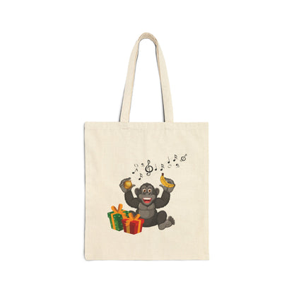 Totally Bananas! Happy Monkey Christmas Canvas Tote Bag – Funny Holiday Gift