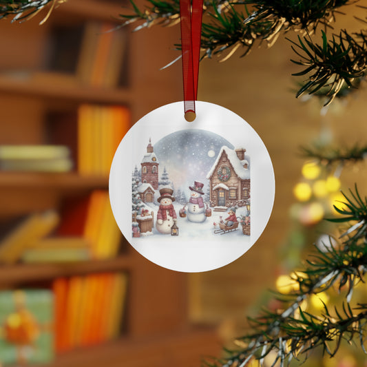 Cozy Winter Village Aluminum Christmas Ornament - Holiday Keepsake