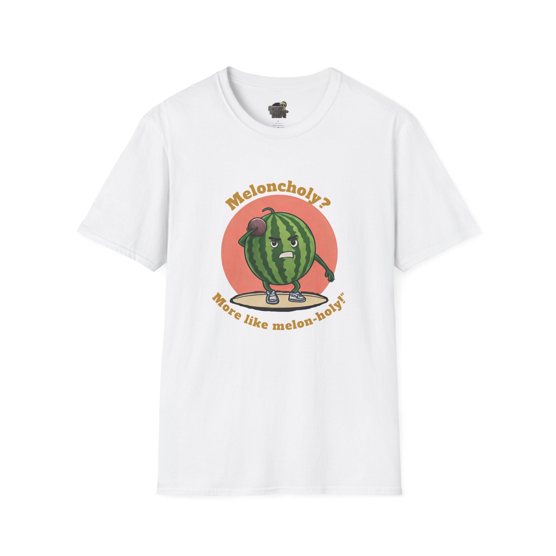 Melon-Holy t-shirt: Funny Watermelon Shot Put Tee White