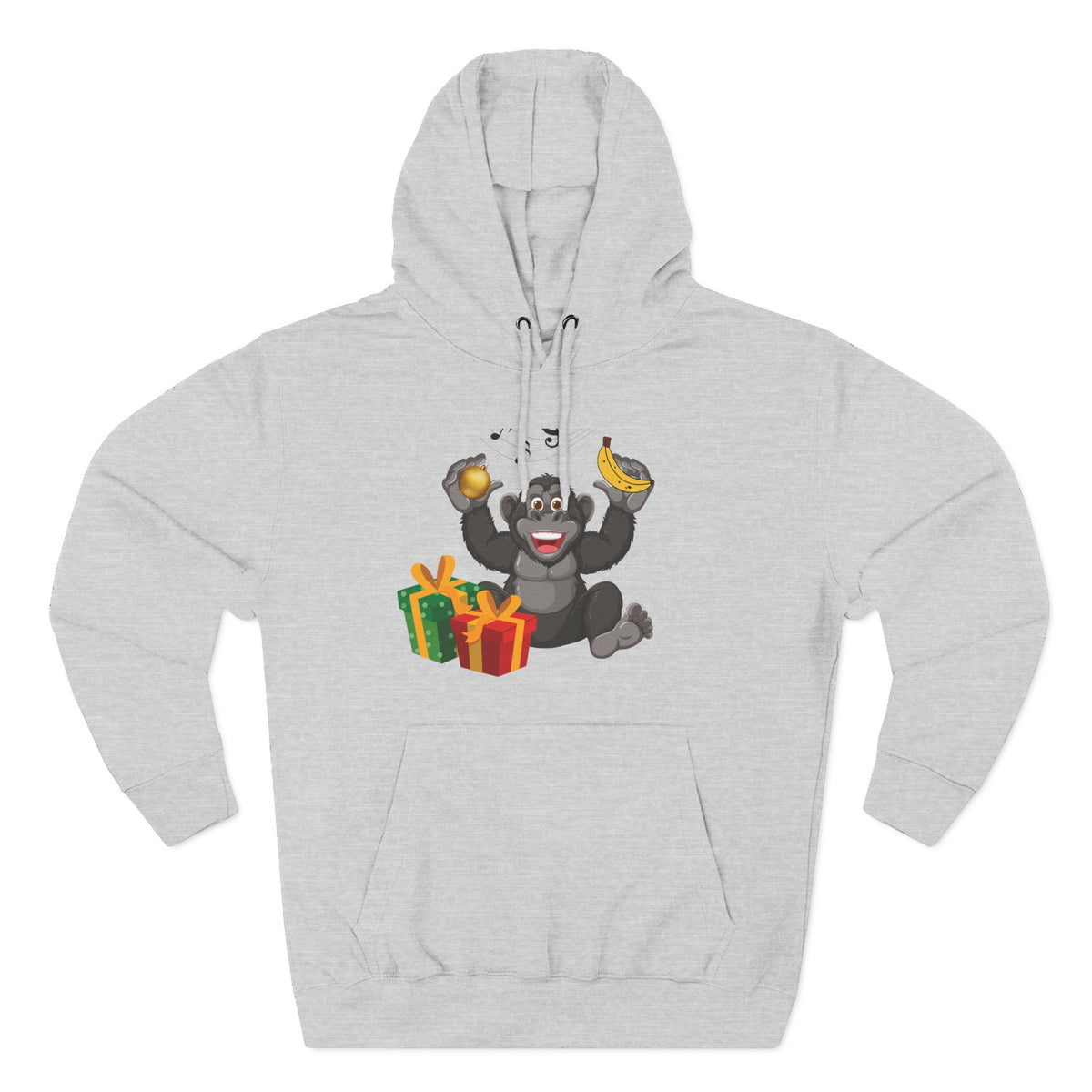 Three-Panel Fleece Hoodie - jingle bells banana gorilla