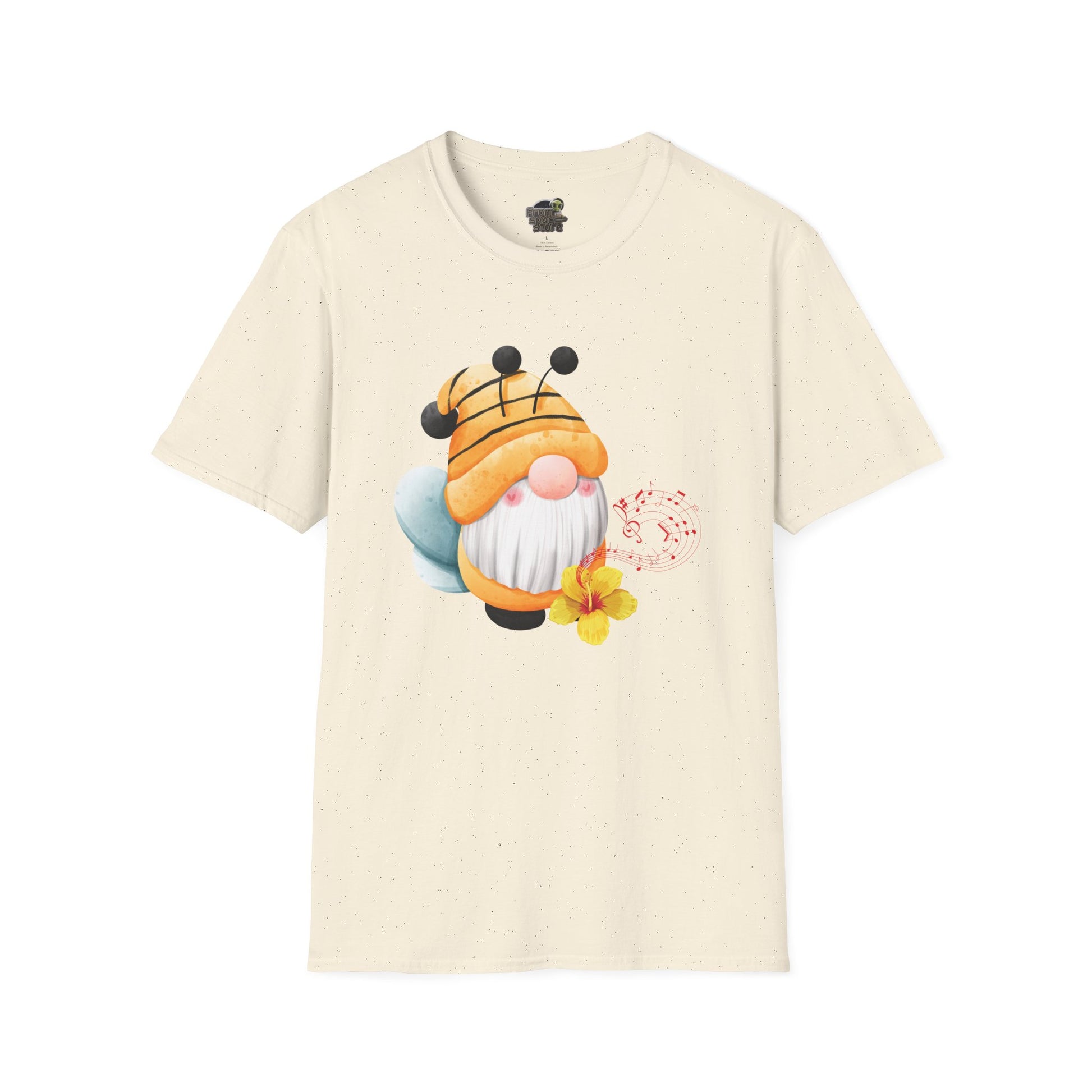 Bee Gnome Unisex T-Shirt: Buzzing with Magic & Melody Natural