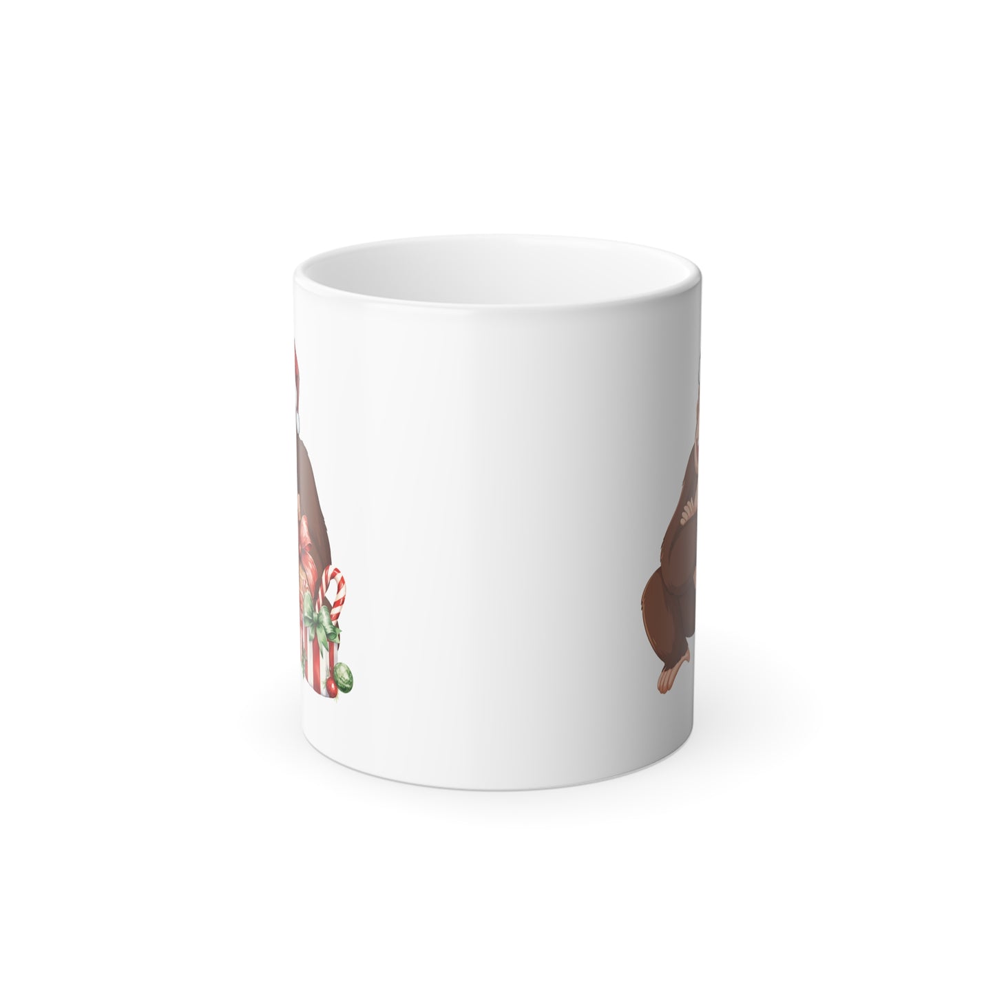 Cheerful Gorilla Christmas Magic Mug | Heat-Reactive Holiday Gift Coffee Cup