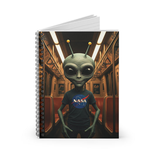 Alien in Subway Spiral Notebook - Your Mysterious Travel Companion for Your Thoughts One Size