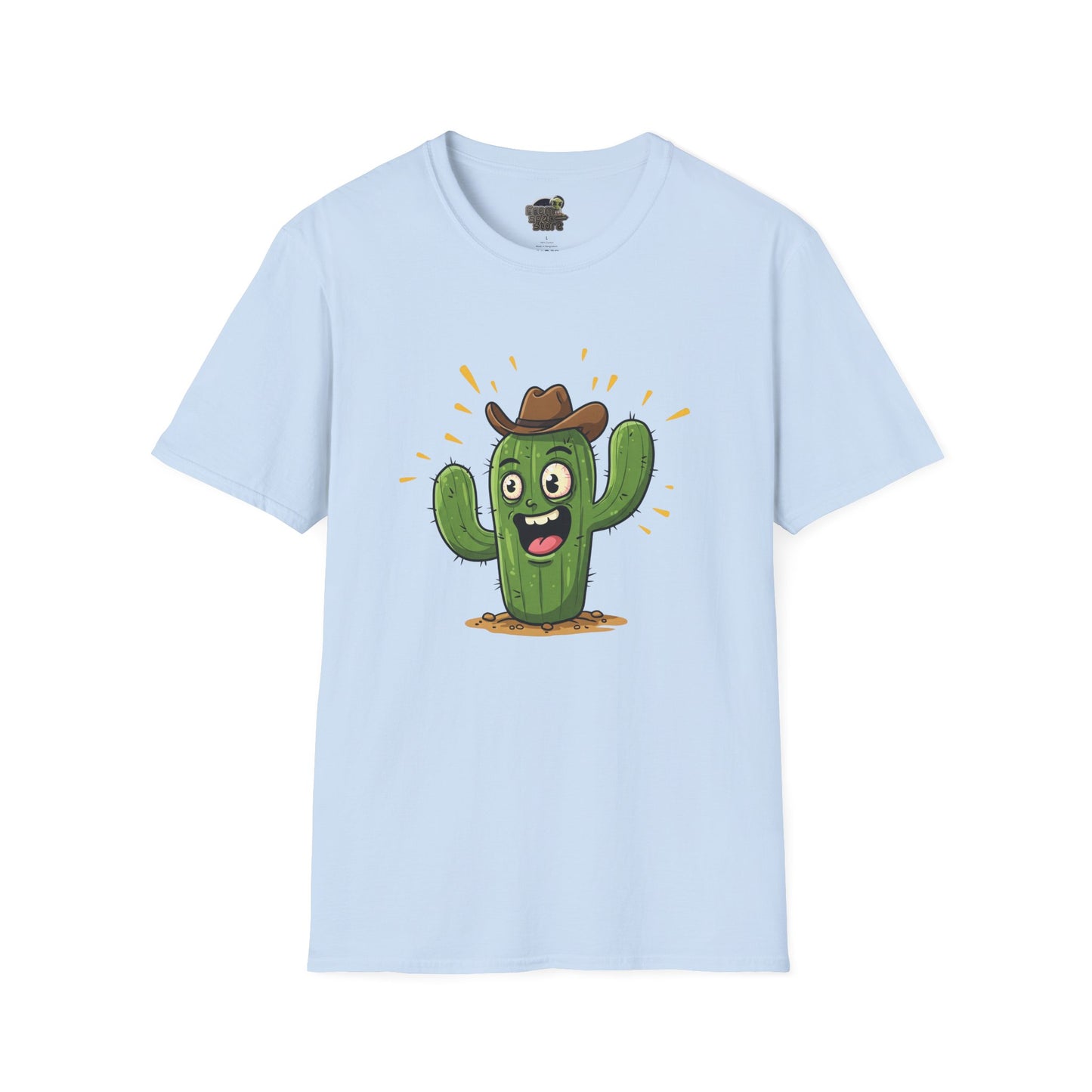 Cactus Mania T-Shirt: Yeehaw! Funny Cowboy Cactus Tee | Organic Cotton Unisex Shirt Light Blue