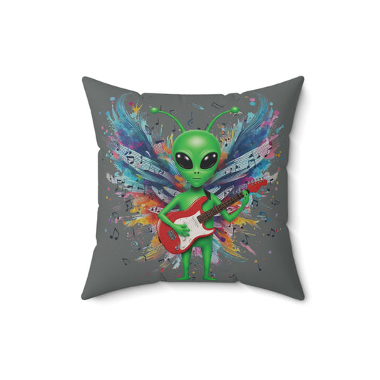 Alien Vibes Guitar Pillow: Cosmic Music Cushion for Sci-Fi & Music Fans - Unique Art Design