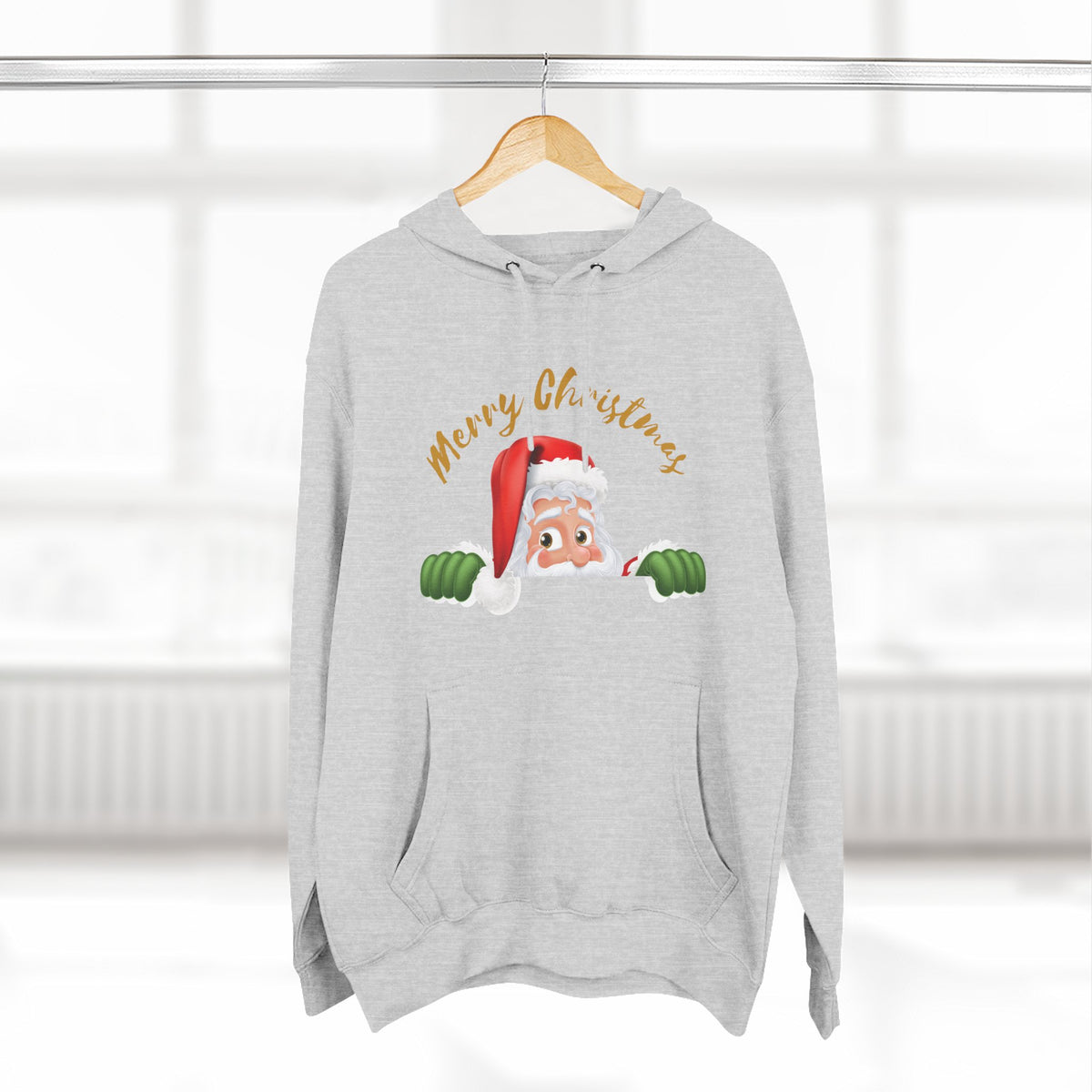 Three-Panel Fleece Hoodie - santa claus merry christmas