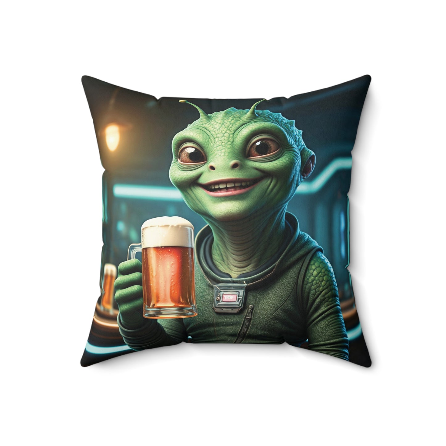The Brew City Traveler: Milwaukee Alien Decorative Pillow
