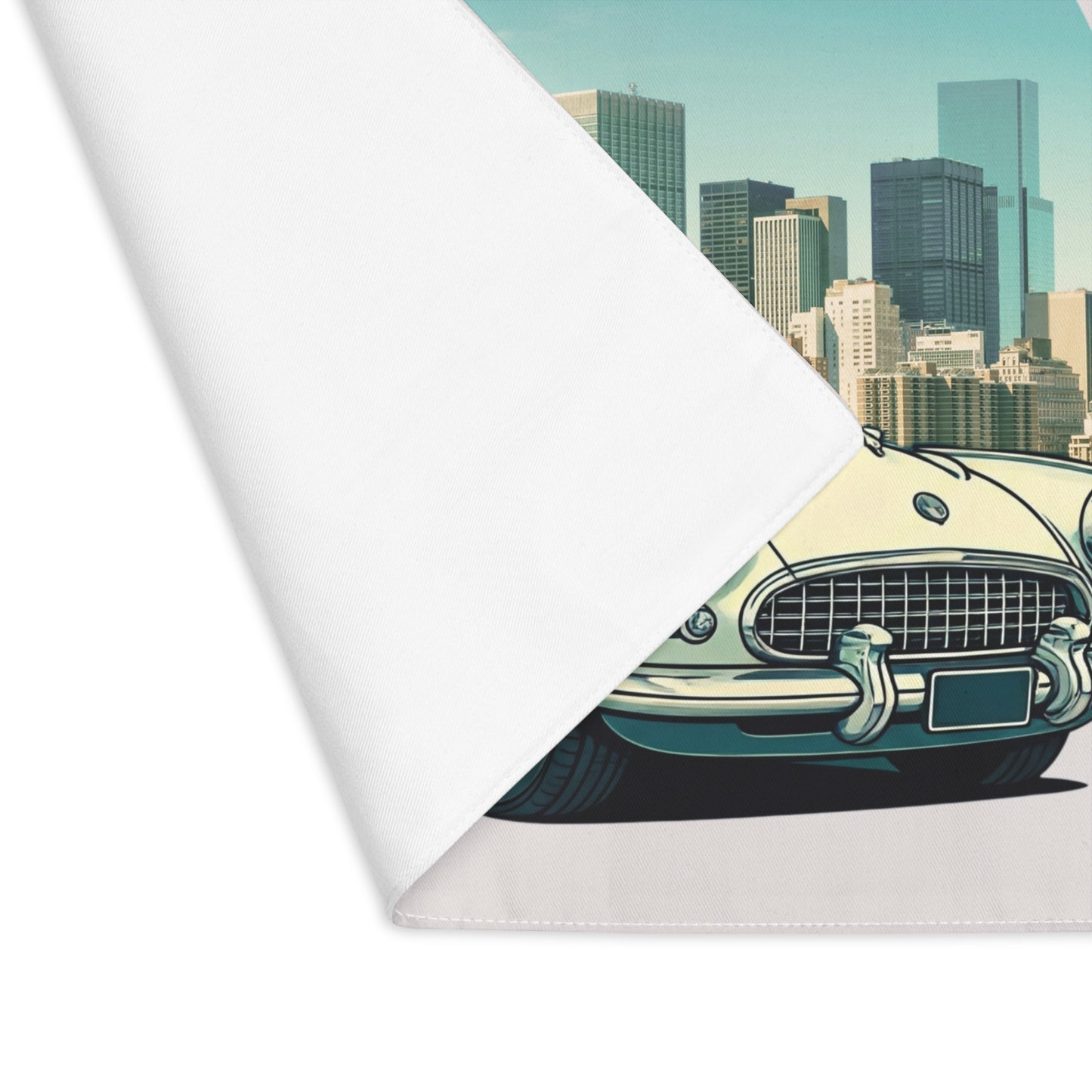 Urban Orbit: 1950s Corvette Skyline Cotton Placemat
