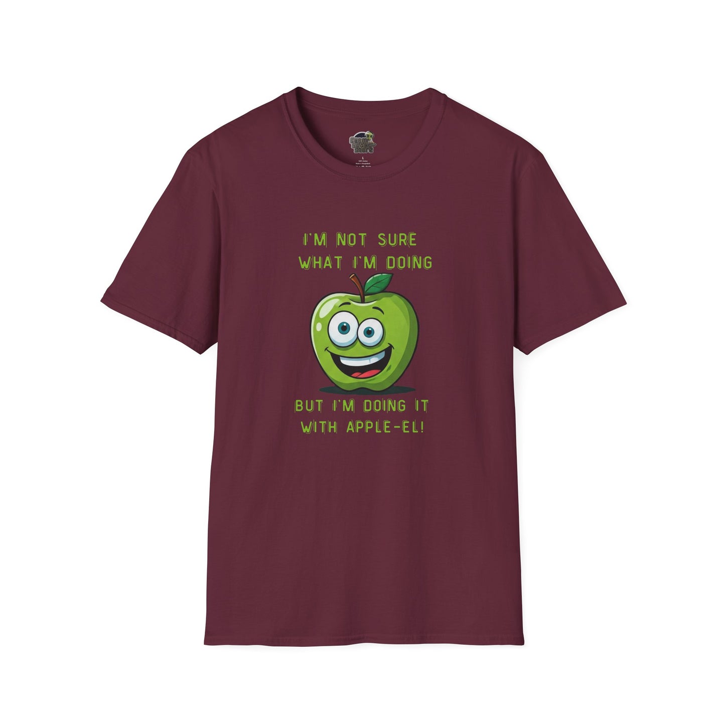 Apple-El t-shirt: Funny Smiling Apple Positive Tee Maroon