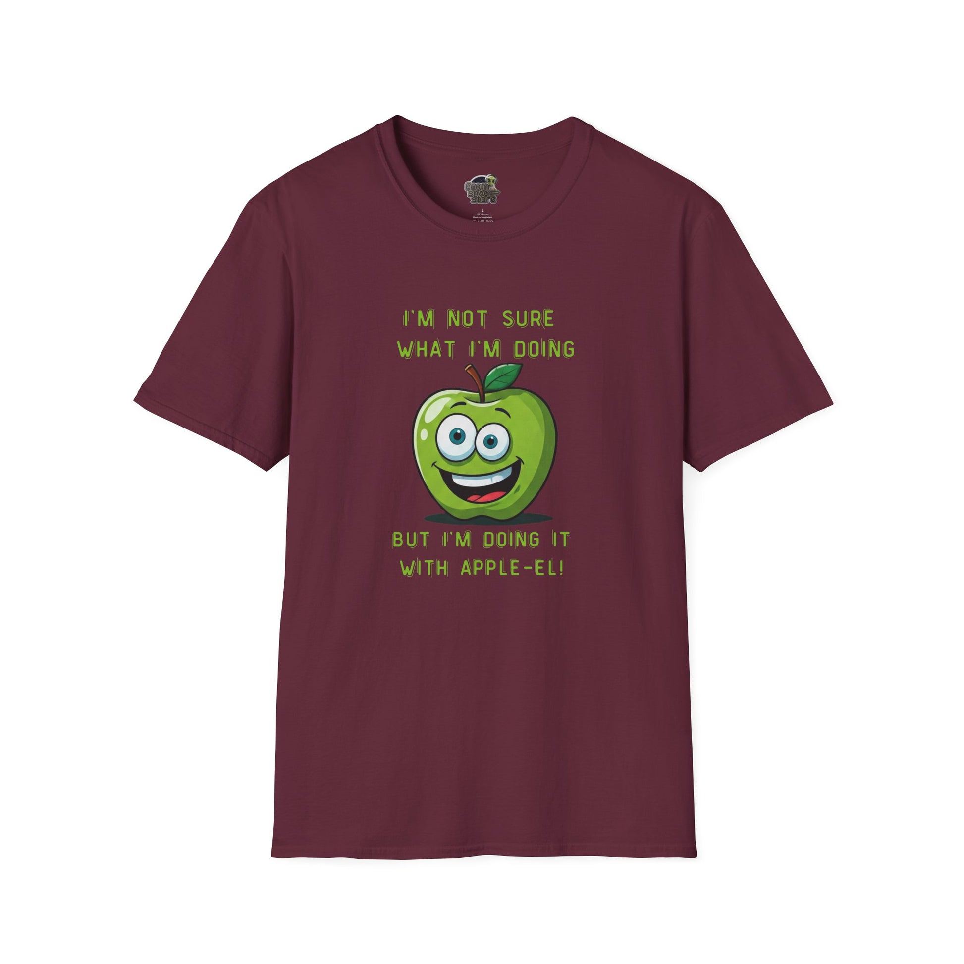 Apple-El t-shirt: Funny Smiling Apple Positive Tee Maroon