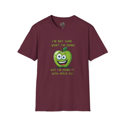Apple-El t-shirt: Funny Smiling Apple Positive Tee Maroon