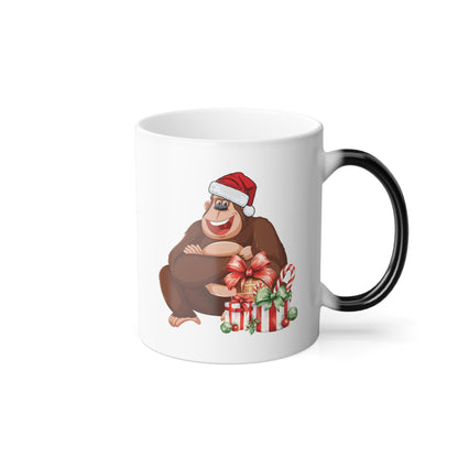 Cheerful Gorilla Christmas Magic Mug | Heat-Reactive Holiday Gift Coffee Cup