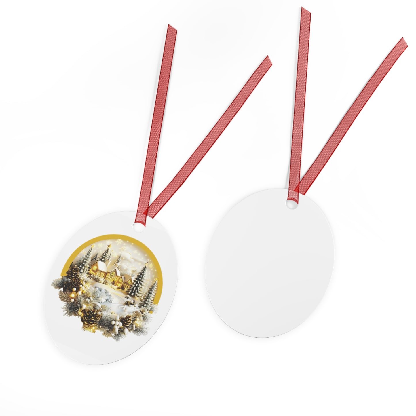 Cozy Winter Village Christmas Ornament – Double-Sided Metal Heirloom