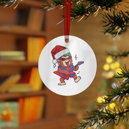 Rock Star Monkey Christmas Ornament - Double-Sided Metal Tree Decoration