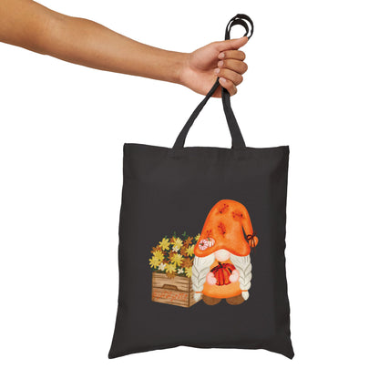 Enchanting Autumn Gnome Tote Bag: Carry Your Fall Magic & Melodies (Natural & Black Canvas)